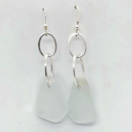 Sea glass earrings white glass - Bobodrifter