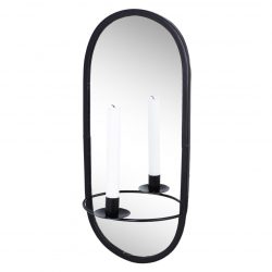 Spegel med ljushållare svart
