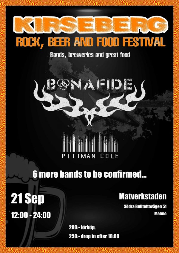 Bonafide returns to Malmö on Sep 21st for Kirseberg Rock, Beer and Food Festival!