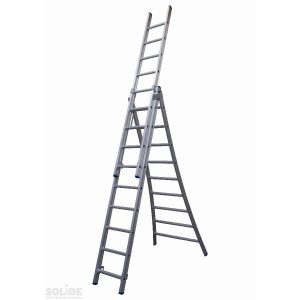 Solide Omvormbare ladder 3-delig (rechte voet met stabiliteitsbalk)