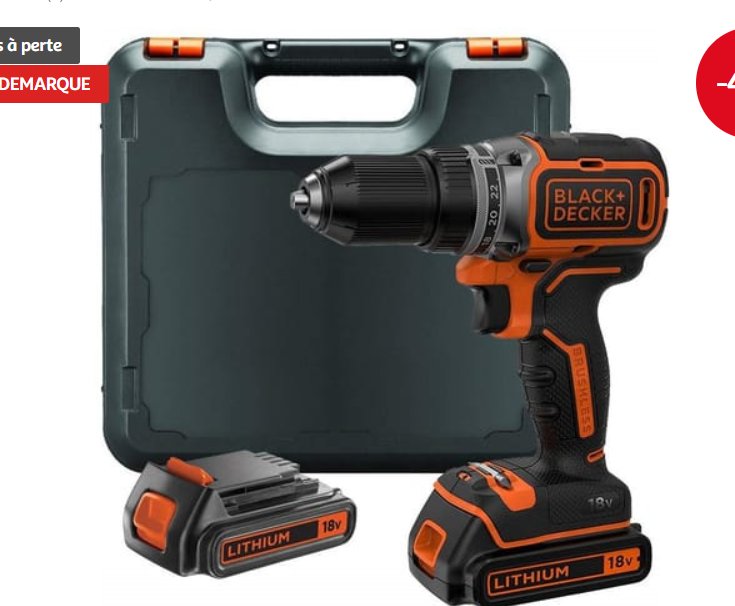 104€ la perceuse sans fil Black et Decker 18V avec 2 batteries