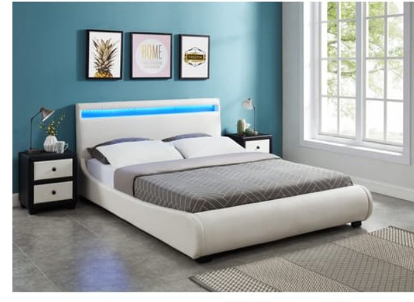 206€ le lit adulte 160×200 cm avec led et sommier MOON