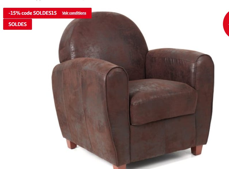 122€ le fauteuil Club en tissus vieilli