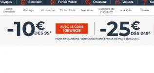 CDISCOUNT : code de réduction de 10€ pour 99€ d&rsquo;achats et de 25€ pour 249€