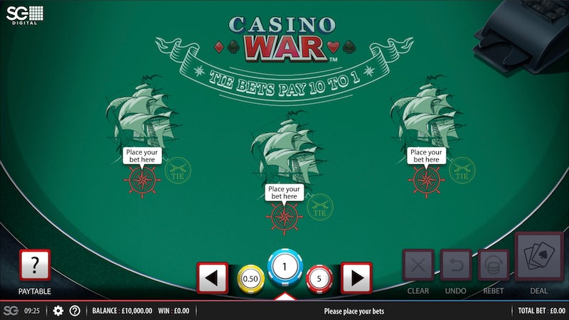 What is the minimum bet in Casino War?