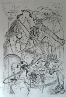 Paola Baldi / Chaos 6 - fusain et crayon - 100x70 cm