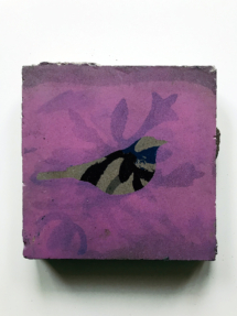 Philippe Bouillon / Pink bird - huile sur carrelage - 18x18 cm