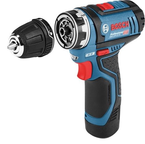 Bosch Blauw GSR12V-15 FLEXICLICK Schroefboormachine + GFA12-B met 2 accu&apos;s 06019F6001