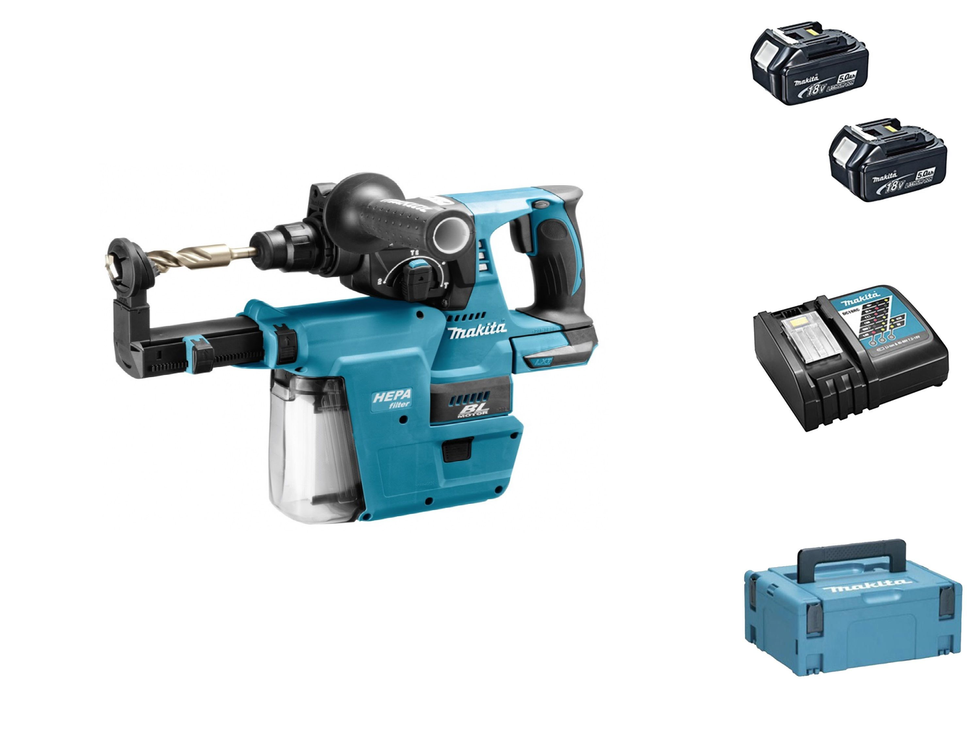 Makita DHR242RTJW 18V SDS Plus Combihamer met 2 Accu&apos;s 5