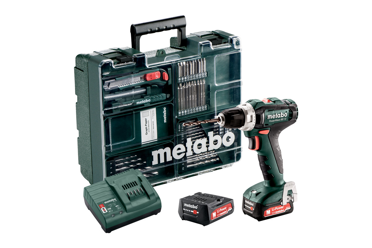 Metabo BS12 PowerMaxx Mobile Workshop 12V Boor Schroefmachine met Twee Accu&apos;s - 601036870