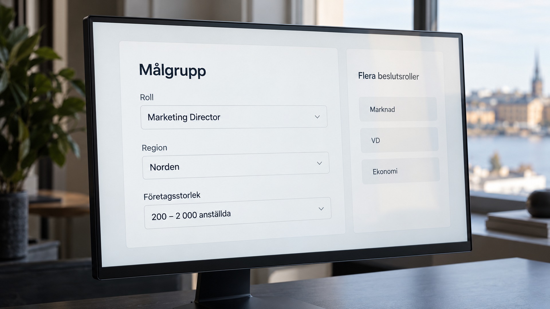 Målgrupp för LinkedIn-annonsering för B2B med roll, region och företagsstorlek