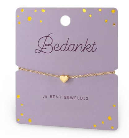 Armbandje op een kaartje "Bedankt"