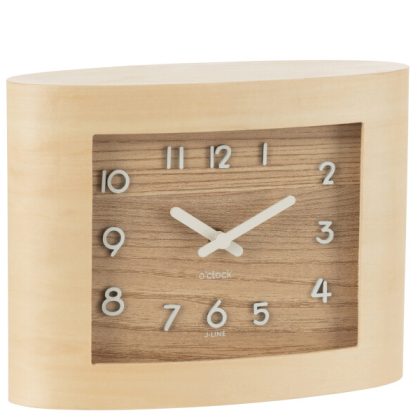 Table Clock Rectangle Plywood/Mdf Natural