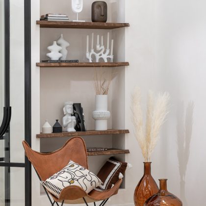 Salongstol Skinn/Metal Cognac