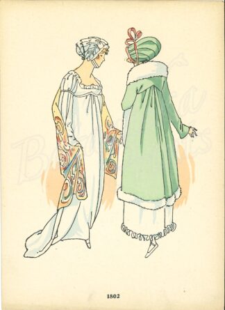 1802. Antik fransk modeplansch ur La Mode Féminine
