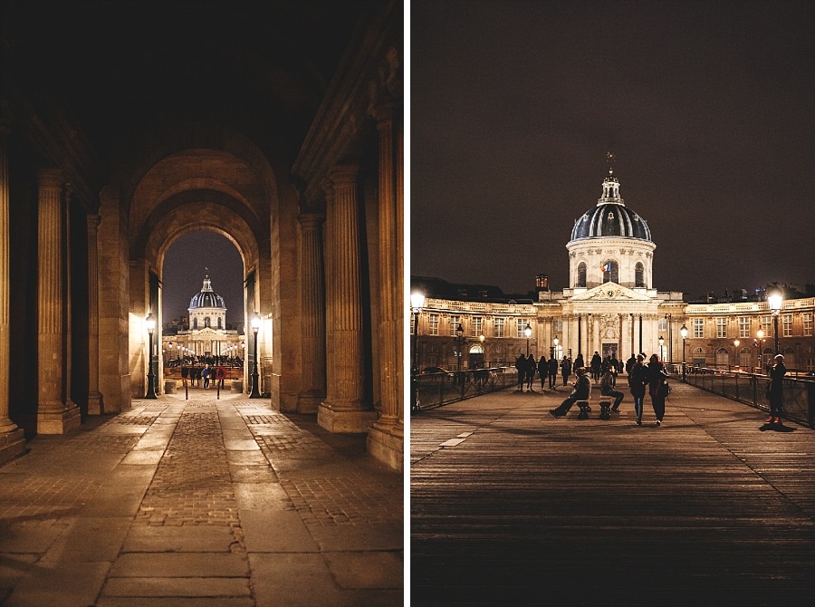 Séjour amoureux à Paris pont des arts nuit