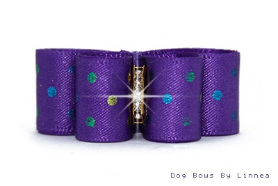 Purple Satin with Metallic Dots