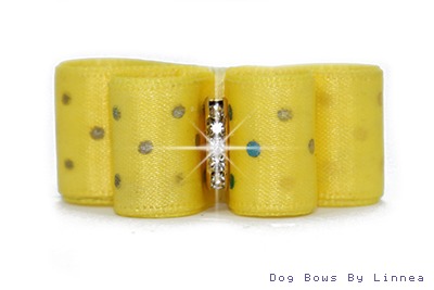 Yellow Satin with Metallic Dots