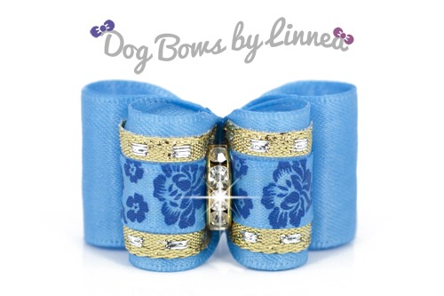 Blue Satin w/ Hawaiian flowers