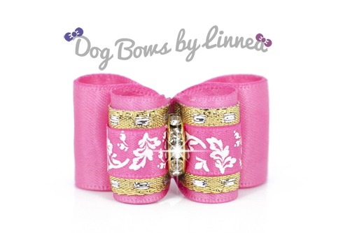 Hot Pink Satin w/ Hawaiian flowers