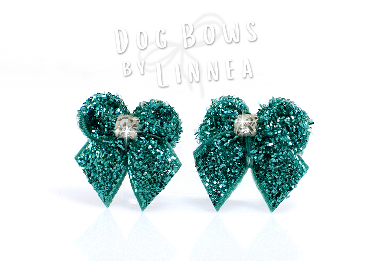 Butterfly Maltese Pair Teal Glitter