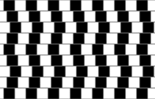 The café wall illusion. All the horizontal lines are parallel.