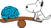 Hond met zijn hersenen zitten op de wip