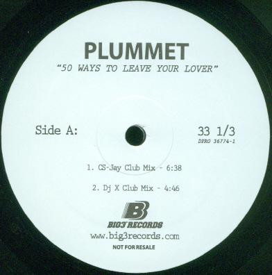 Plummet - 50 Ways To Leave Your Lover - 12", Promo