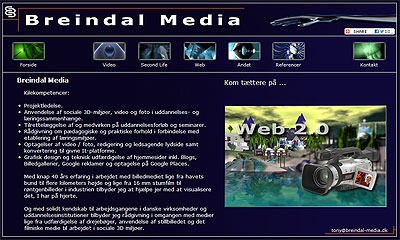 Screendump af tidligere udgave af hjemmesiden Breindal Media