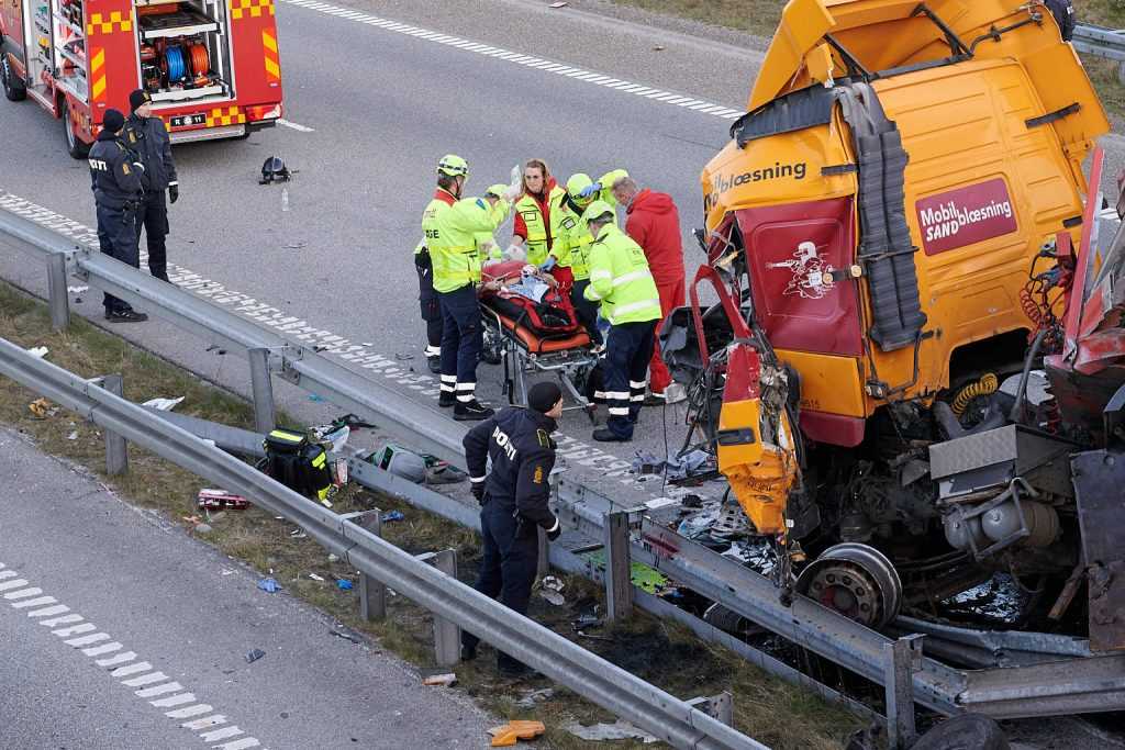 lastvognsulykke på Herningmotorvejen