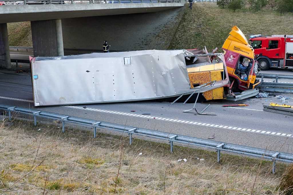 lastvognsulykke på Herningmotorvejen