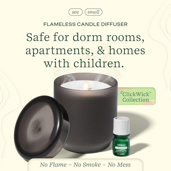 Lifelines Flameless Candle Aromatherapy Essential Oil Diffuser with ClickWick Essential Oil Blend - Cordless & Waterless Diffuser for Home - Scented Electric Candles Blow Out Flame - Green Bubble - Image 17