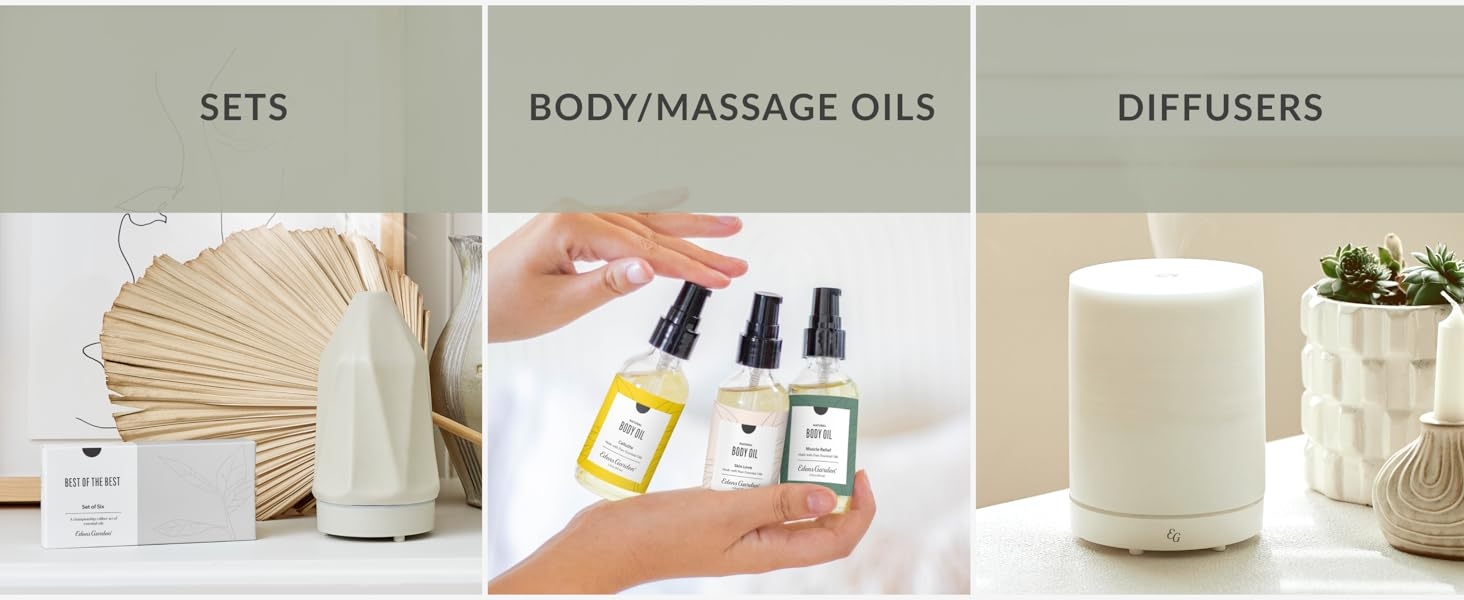 Essential Oil Sets, Body/Massage Oils, Essential Oil Diffusers