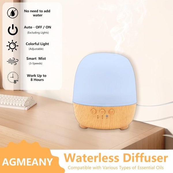 Essential Oil Diffuser, Waterless Diffuser 3 Speeds Smart Mist Aromatherapy Diffuser with Light, AGEMANY Oil Diffuser Refillable Pure Fragrance Oil Small Aroma Scent Diffuser for Home Bedroom Office - Image 4