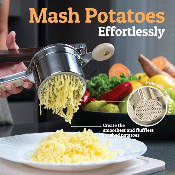 PriorityChef Large 15oz Potato Ricer, Heavy Duty Stainless Steel Potato Masher and Ricer Kitchen Tool, Press and Mash Kitchen Gadget For Perfect Mashed Potatoes - Everytime - Image 89