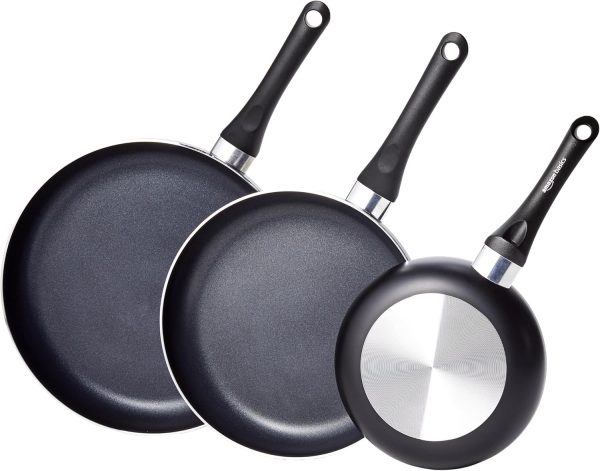 Amazon Basics Non Stick 8-Piece Kitchen Cookware Set, Includes Pots and Pans, Black - Image 13