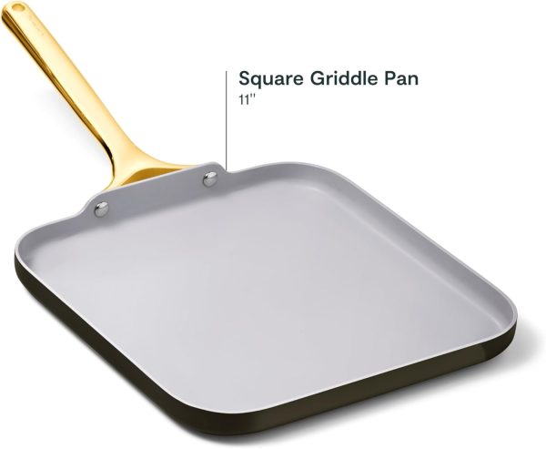 Caraway Square Griddle Pan - 11 Square Pan - Non-Stick Ceramic Coated - Non Toxic, PTFE & PFOA Free - Oven Safe & Compatible with All Stovetops - Navy - Image 23