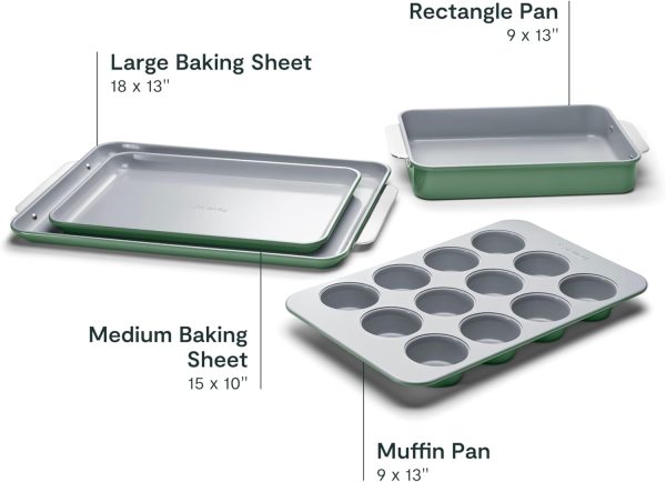 Caraway Nonstick Ceramic Bakeware Set (11 Pieces) - Baking Sheets, Assorted Baking Pans, Cooling Rack, & Storage - Aluminized Steel Body - Non Toxic, PTFE & PFOA Free - Cream - Image 38