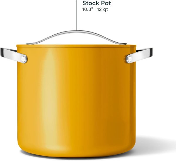 Caraway Stock Pot - 12 Qt Ceramic Coated Pot With Lid - Fee From Forever Chemicals - Large Pot for Bigger Batches - Black - Image 20