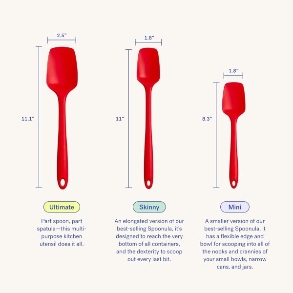 GIR: Get It Right Premium Seamless Spoonula - Non-Stick Heat Resistant Silicone Scraper Spatula - Perfect for Mixing, Serving, Scraping, Stirring, and More - Mini - 8 IN, Red - Image 35