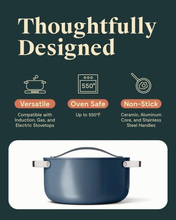 Caraway Nonstick Ceramic Dutch Oven Pot with Lid (6.5 qt, 10.5") - Non Toxic, PTFE & PFOA Free - Oven Safe & Compatible with All Stovetops (Gas, Electric & Induction) - Marigold - Image 16