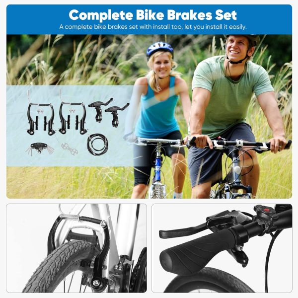 2 Pairs Bike Brakes, Universal Complete V Bike Brakes Set, Mountain Bike Replacement for Most Bicycle,Road Bike Brakes Cables with Front Back Wheels and Bike Brake Levers - Image 20