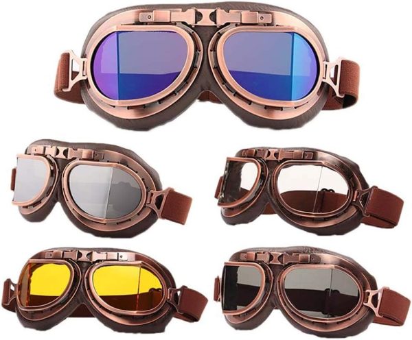 Peicees Vintage Helmet Goggles Motorcycle Goggles Bike Motorcross Pilot Goggle - Image 28