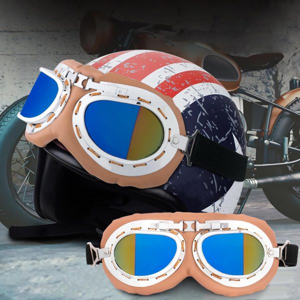 Peicees Vintage Helmet Goggles Motorcycle Goggles Bike Motorcross Pilot Goggle - Image 52