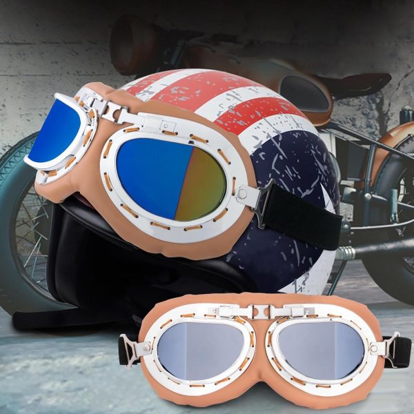 Peicees Vintage Helmet Goggles Motorcycle Goggles Bike Motorcross Pilot Goggle - Image 69