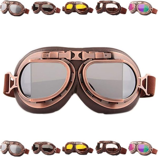 Peicees Vintage Helmet Goggles Motorcycle Goggles Bike Motorcross Pilot Goggle - Image 90