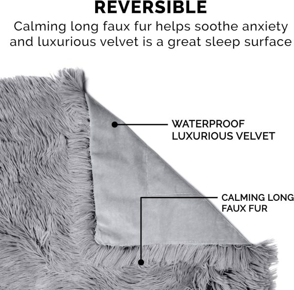 Furhaven Waterproof Throw Blanket for Dogs & Indoor Cats, Washable - Shaggy Plush Calming Long Faux Fur & Velvet Dog Blanket - Mist Gray, Extra Large/XL - Image 62