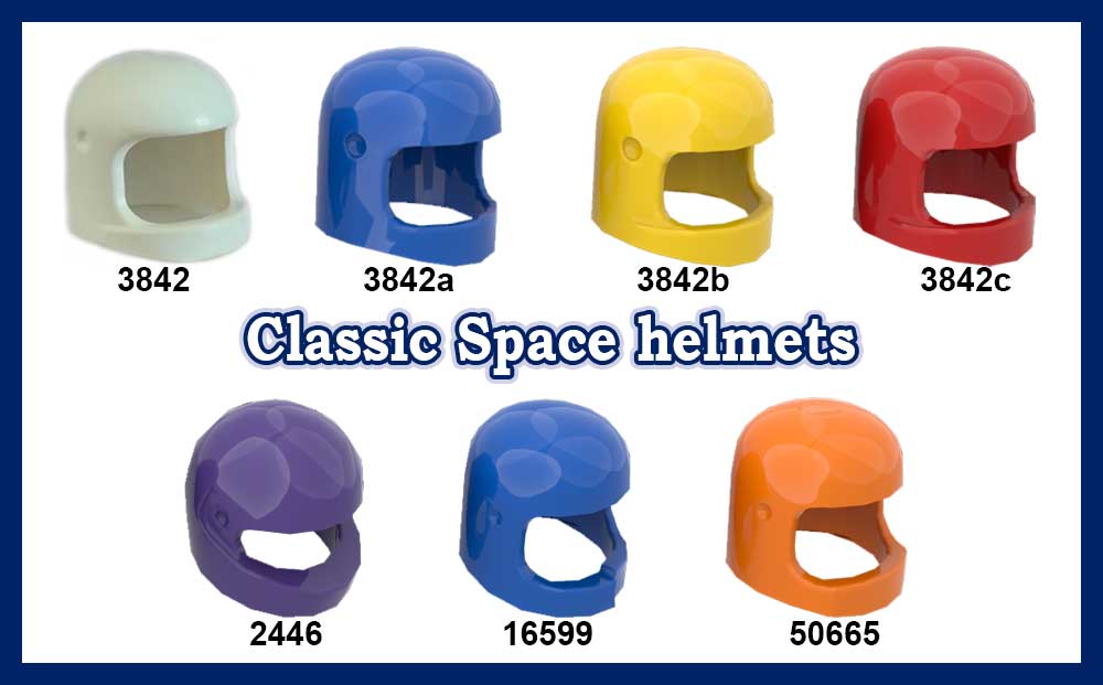 6 hjelmer til Classic Space minifigurer
