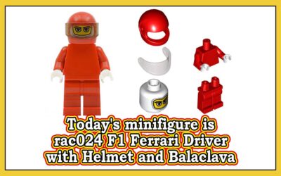 Dagens minifigur er rac024 F1 Ferrari Driver with Helmet and Balaclava