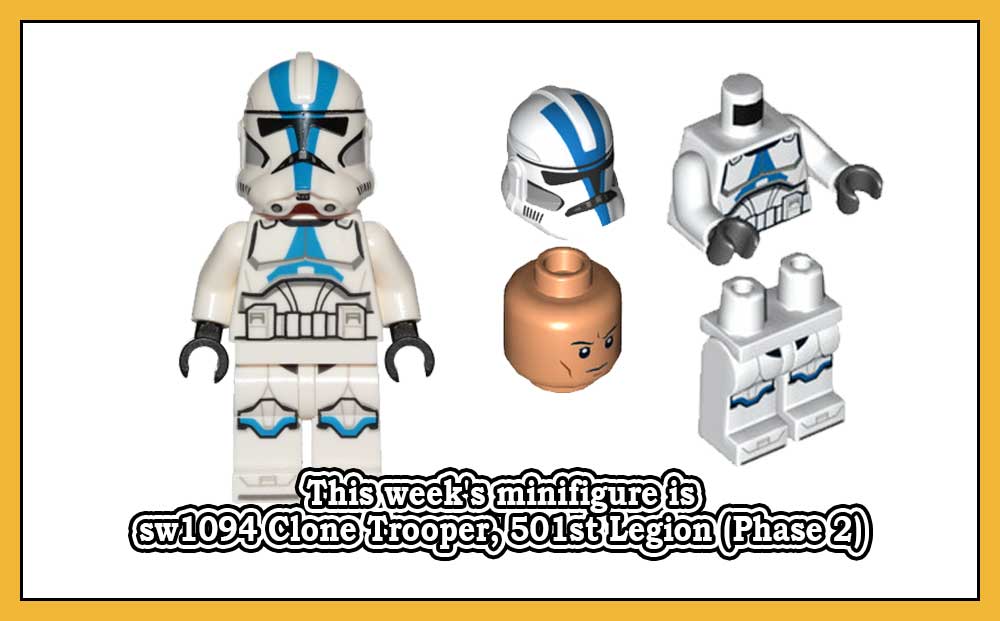 Denne ukens minifigur er sw1094 Clone Trooper, 501st Legion (Phase 2)